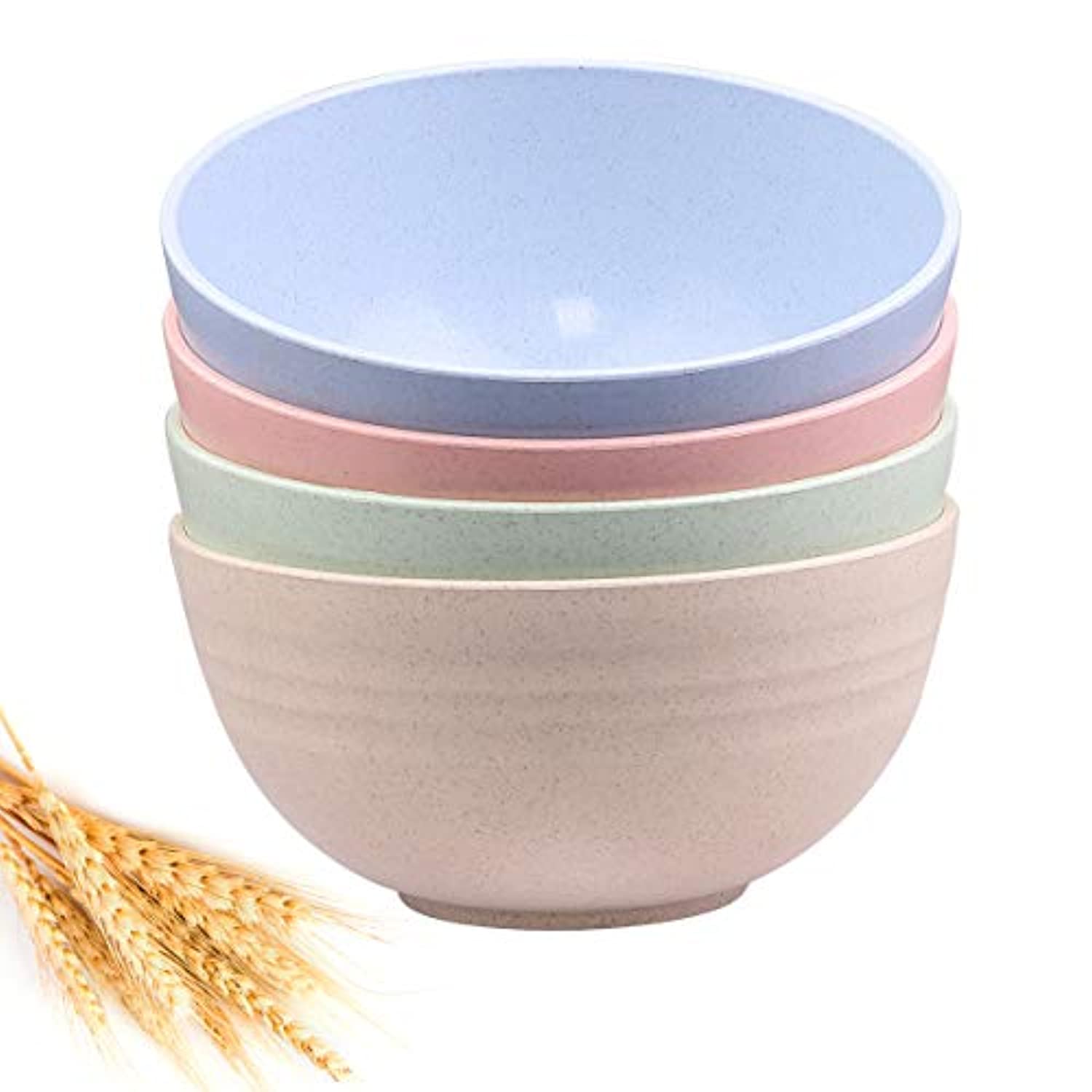 Zulay Kitchen Unbreakable Wheat Straw Plastic Cereal Bowls Set of 4 - Multi