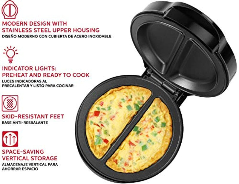 Holstein Housewares HH 0937012SS Maker Omelet Black Stainless